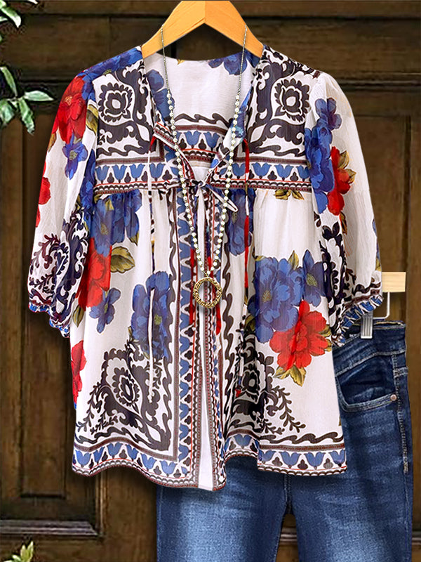 Boho Tie-Front Blouse