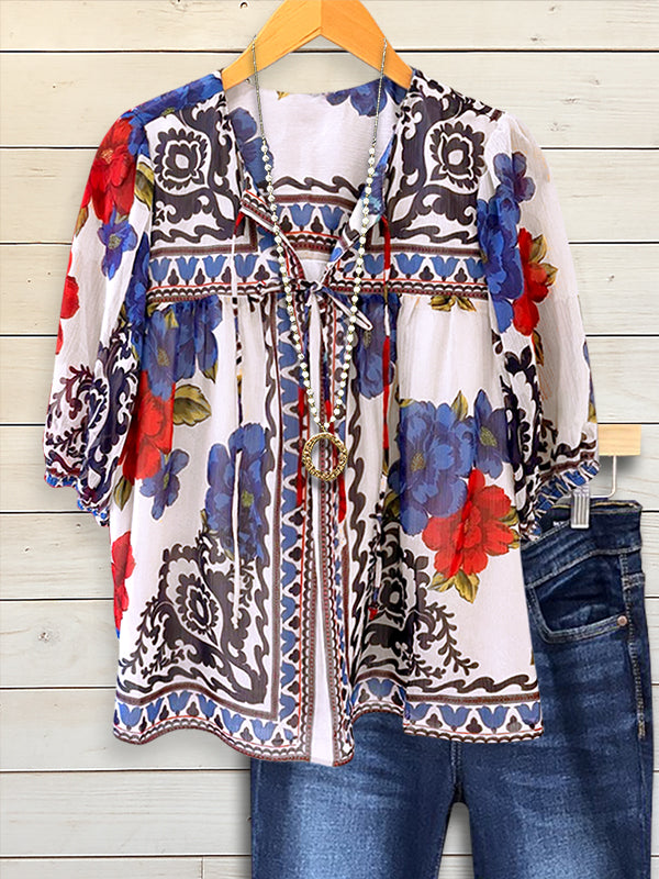 Boho Tie-Front Blouse