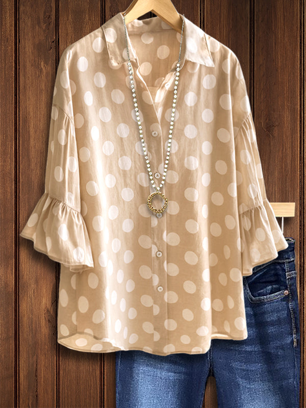 Dotted Charm Ruffled Sleeve Shirt