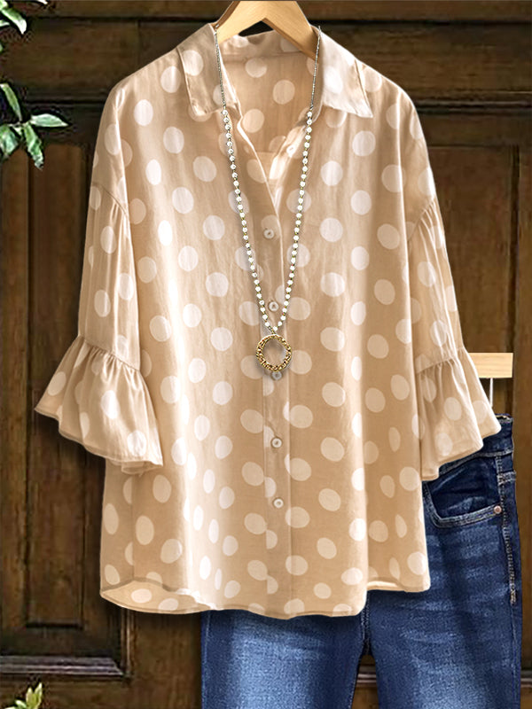 Dotted Charm Ruffled Sleeve Shirt