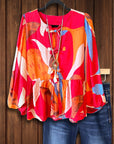 Sunset Abstract Peplum Blouse