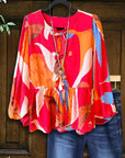 Sunset Abstract Peplum Blouse