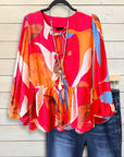 Sunset Abstract Peplum Blouse