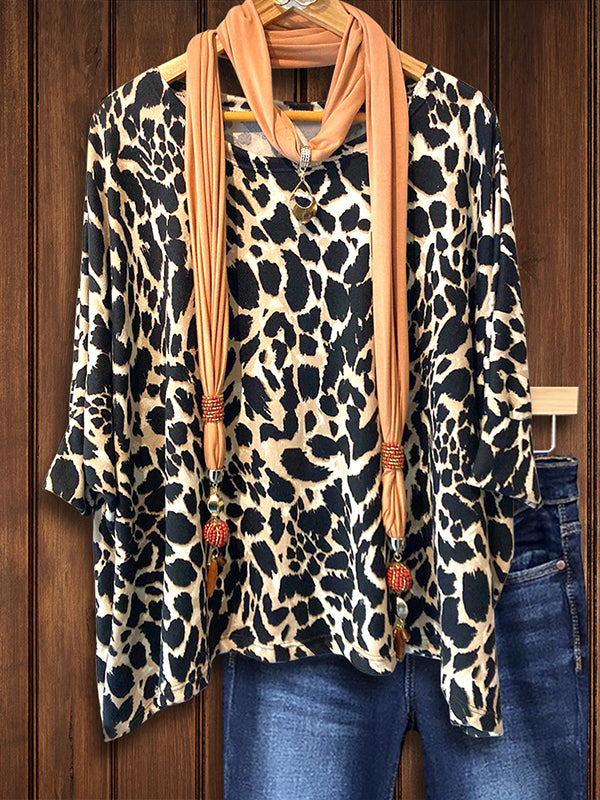 Safari Chic Leopard Print Scarf Top