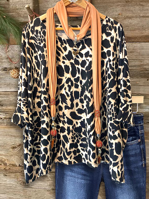 Safari Chic Leopard Print Scarf Top