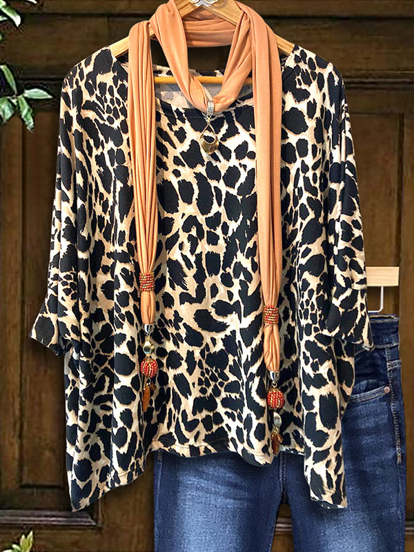 Safari Chic Leopard Print Scarf Top