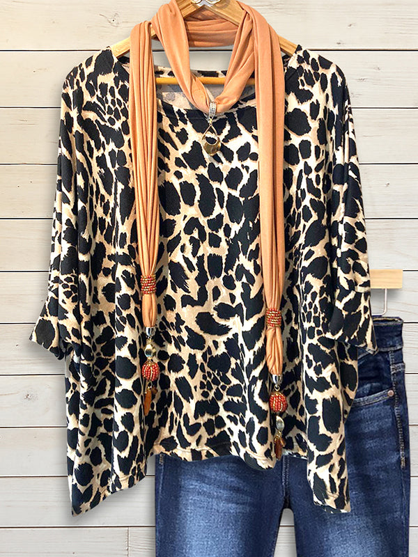 Safari Chic Leopard Print Scarf Top