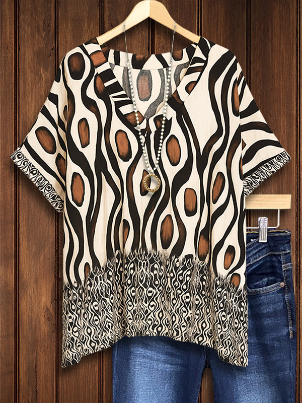 Sahara Rhythm V-Neck Blouse