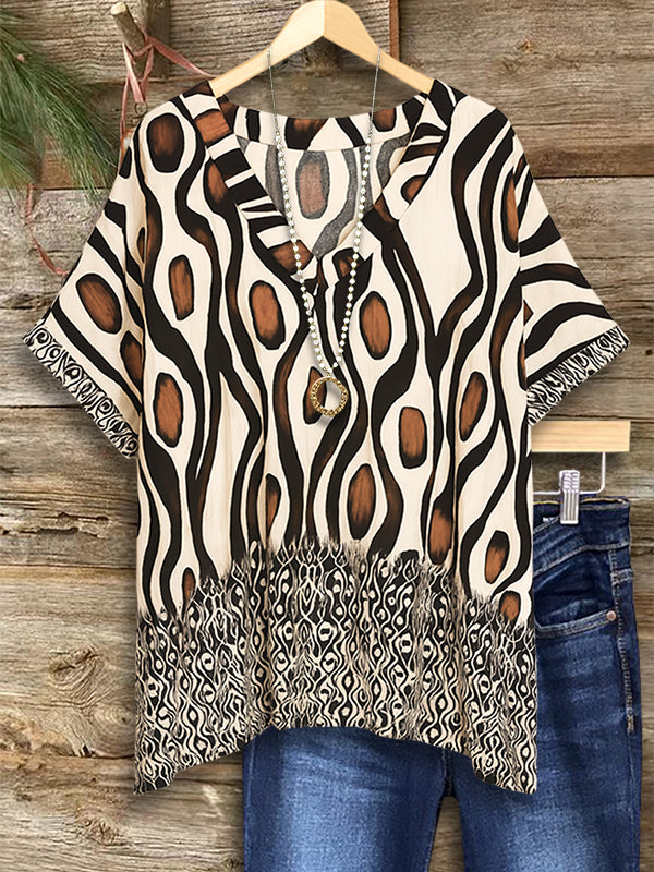 Sahara Rhythm V-Neck Blouse