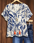 Indigo Breeze Tassel Tie Blouse