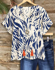 Indigo Breeze Tassel Tie Blouse