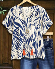 Indigo Breeze Tassel Tie Blouse