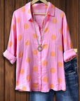 Colorblock Polka Dot Casual Blouse