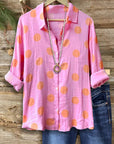 Colorblock Polka Dot Casual Blouse
