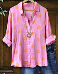 Colorblock Polka Dot Casual Blouse