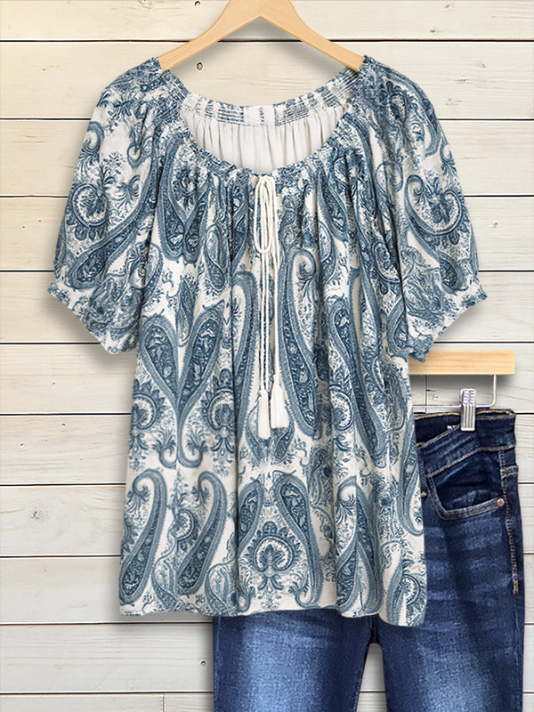 Paisley Print Casual Blouse