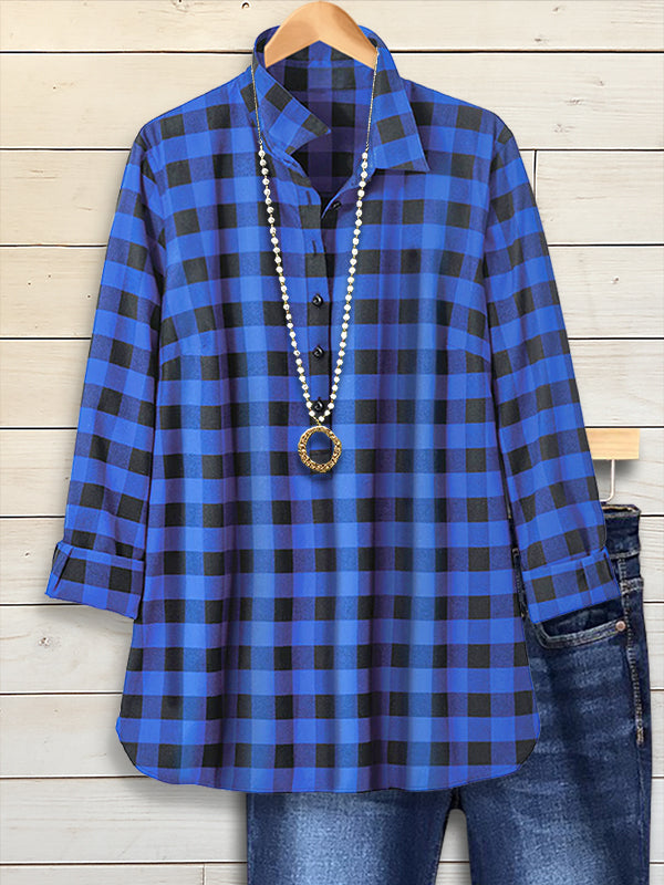 Blue Plaid Everyday Blouse