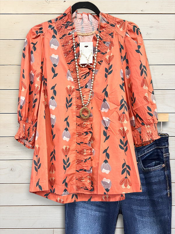 Tulip Ruffle V-Neck Blouse