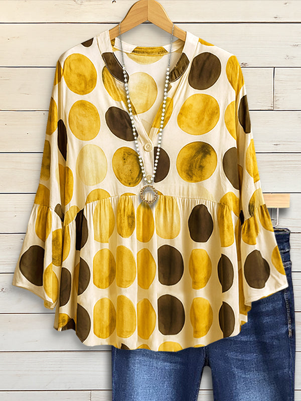 Art Dot Ruffle Blouse