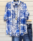 Mediterranean Graphic Print Blouse