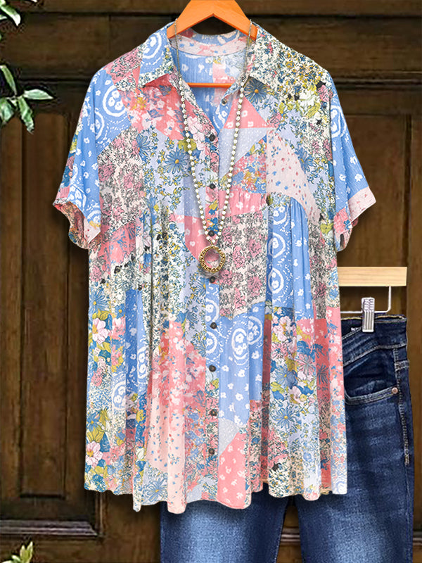 Patchwork Garden Casual Blouse