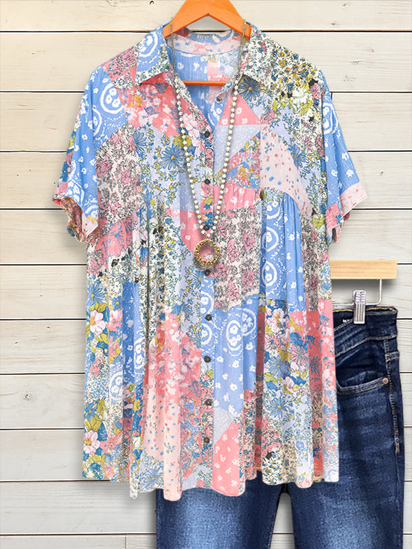 Patchwork Garden Casual Blouse