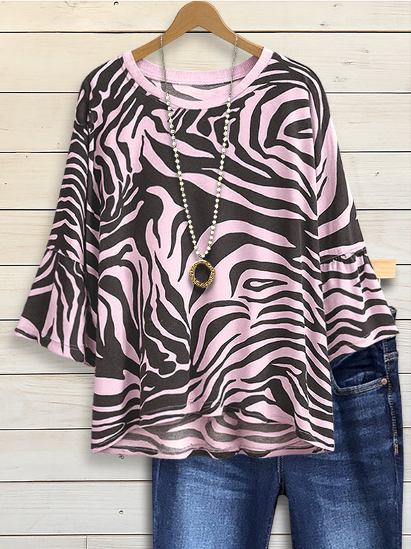 Pink Safari Zebra Casual Blouse