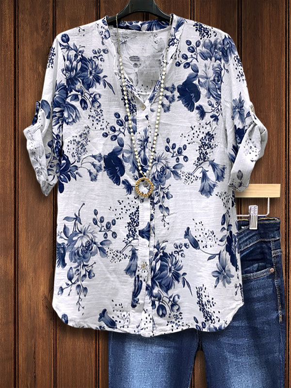 Blue Bloom Casual Blouse