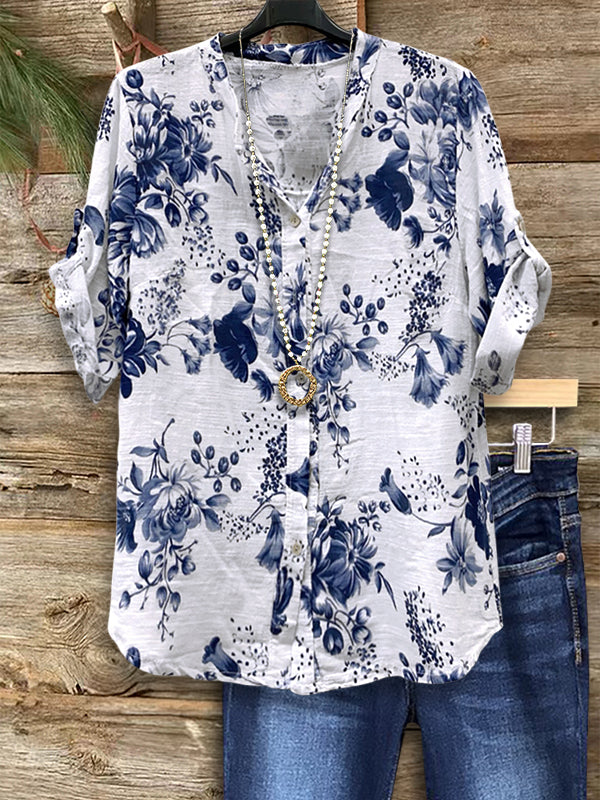 Blue Bloom Casual Blouse