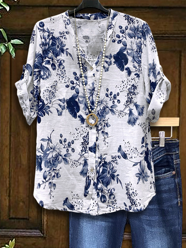 Blue Bloom Casual Blouse
