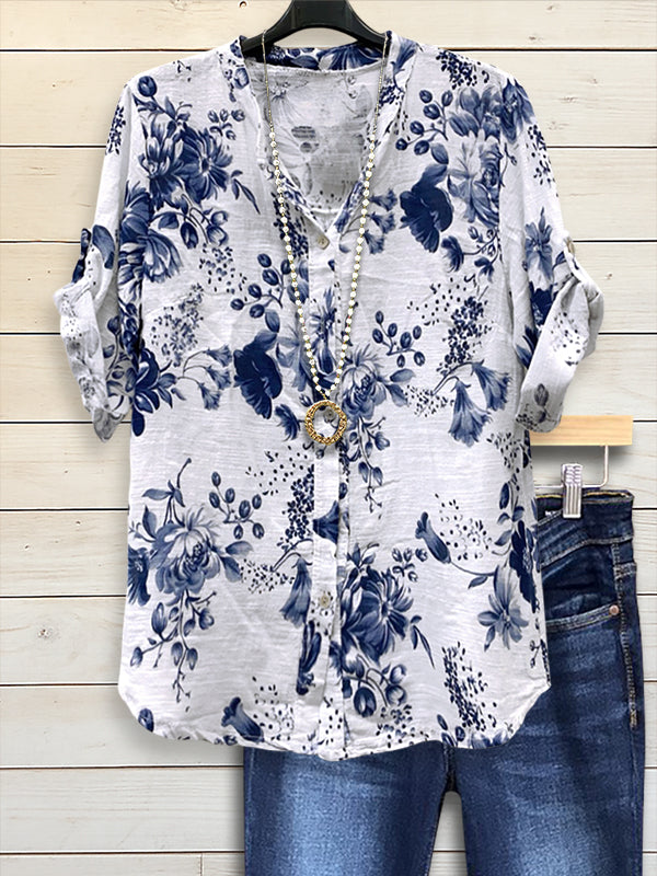 Blue Bloom Casual Blouse