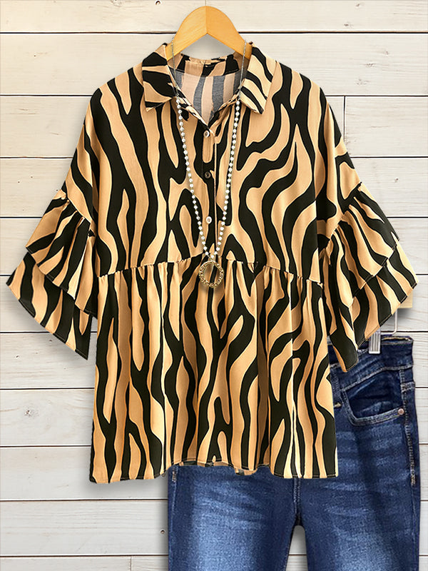 Savanna Chic Ruffled Blouse