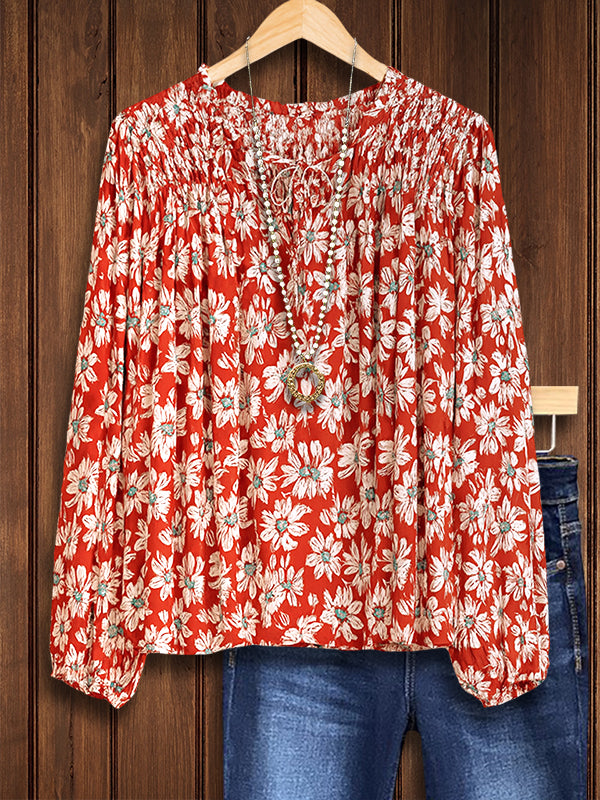 Rustic Daisy Smocked Top