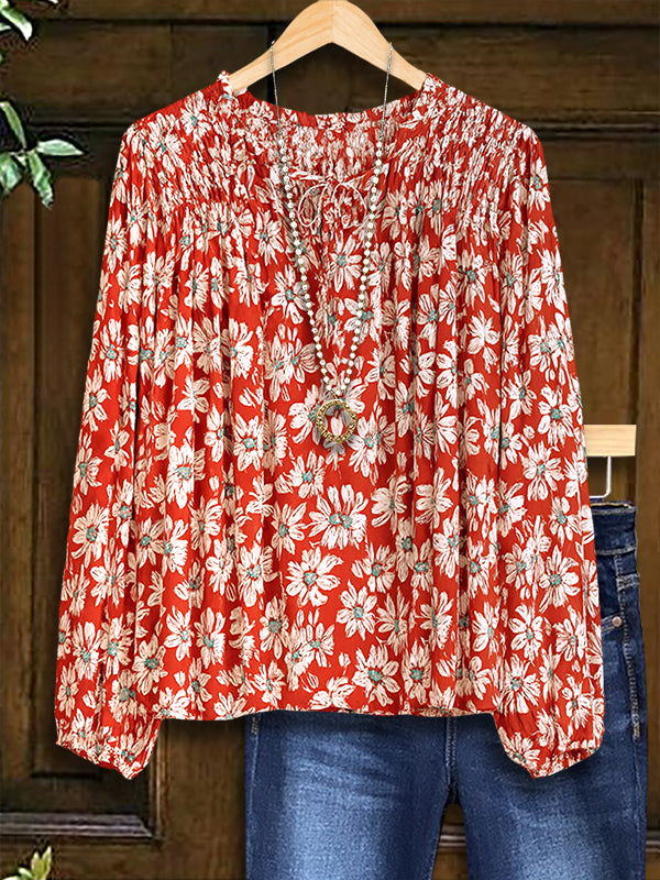 Rustic Daisy Smocked Top