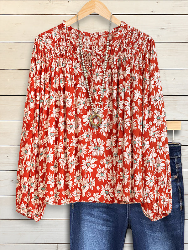 Rustic Daisy Smocked Top