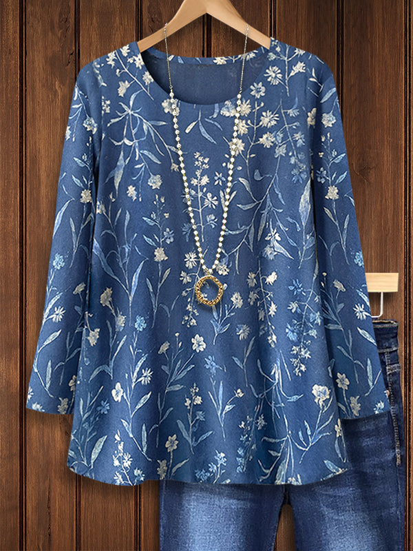 Indigo Whisper Floral Top