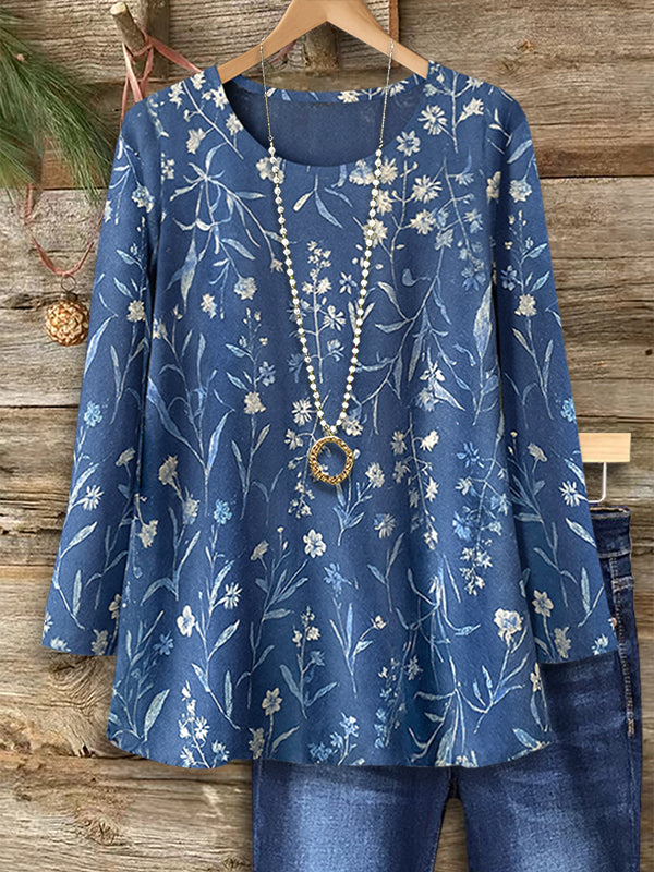 Indigo Whisper Floral Top