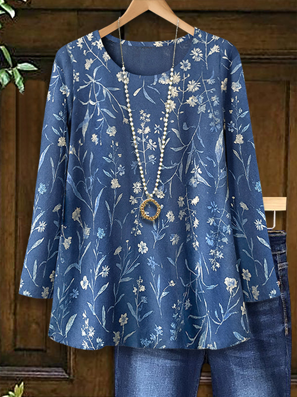 Indigo Whisper Floral Top