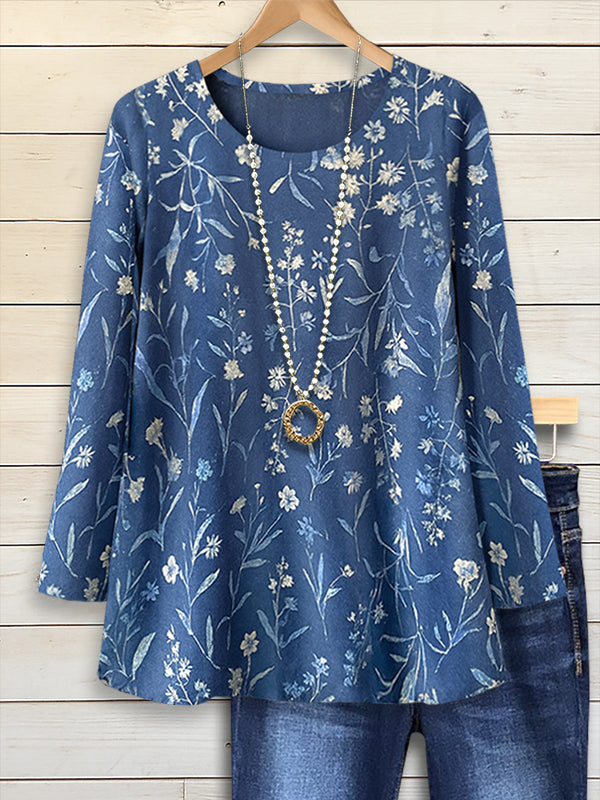 Indigo Whisper Floral Top