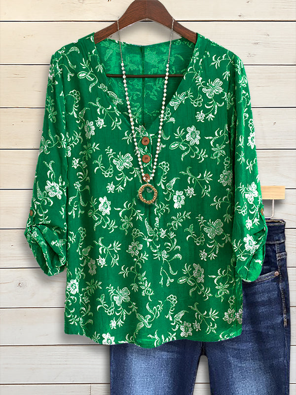 Emerald Garden Ruffled Blouse