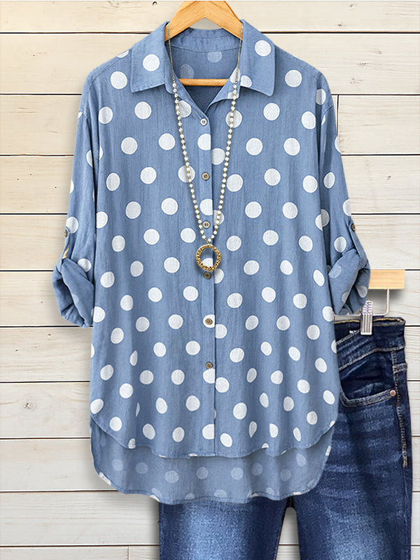 Polka Dot Print Casual Blouse