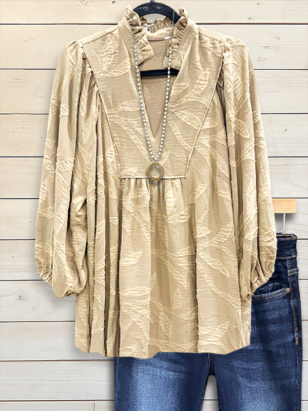 Sandstone Ruffle-Neck Blouse
