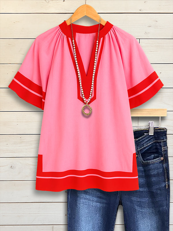 Candy Pop Colorblock V-Neck Top