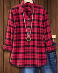 Red Plaid Collared Shirt