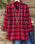 Red Plaid Collared Shirt
