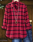 Red Plaid Collared Shirt