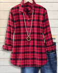 Red Plaid Collared Shirt