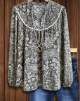 Retro Paisley Puff Sleeve Blouse