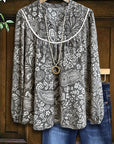 Retro Paisley Puff Sleeve Blouse