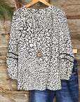 Black And White Leopard Print Puff Sleeve Blouse